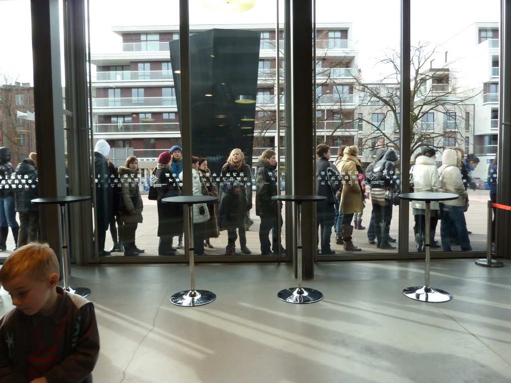 The queue is out of the door and into the cold Poland winter at the Copernicus Science Centre