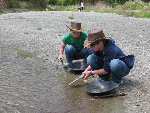 Panning for gold.