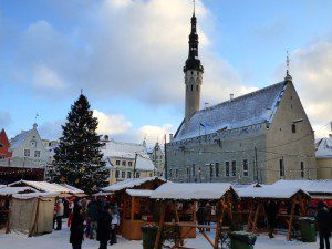 Tallinn town square Christmas morning.
